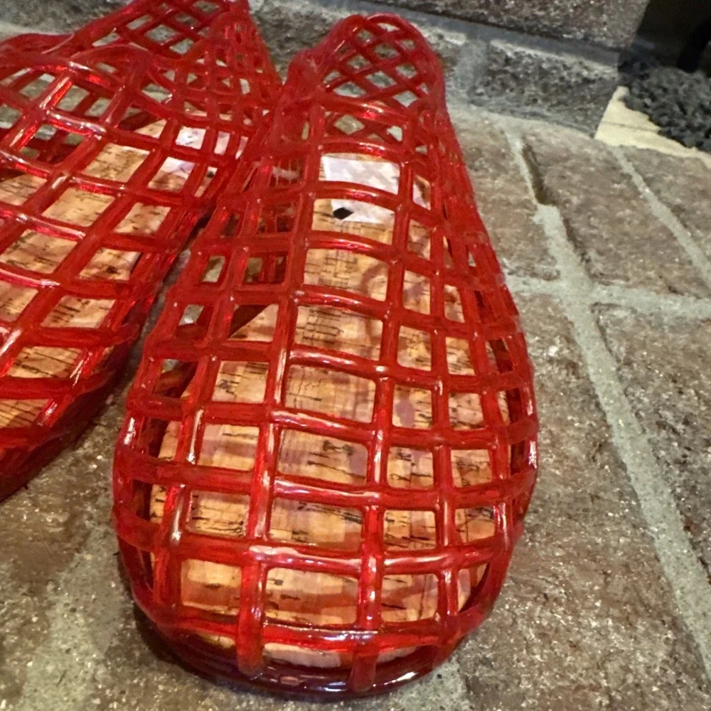 MIA Womens Darleene Jelly Mesh Slip On Flat Open Grid Rubber Shoes Red Sz 8 #563 - Picture 8 of 16
